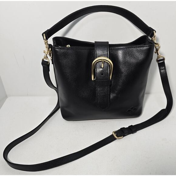 Patricia Nash Handbags - Patricia Nash Leather Irving Bucket Satchel Crossbody Purse Bag Black